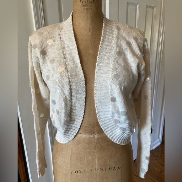 NWT Vintage 1980’s Bolero Sweater with paillette Sequin Spangles MED FABULOUS! - Picture 1 of 7